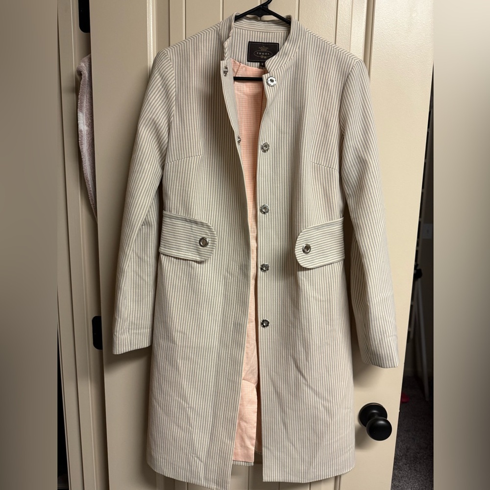 Tocca Cream Striped Trench Coat